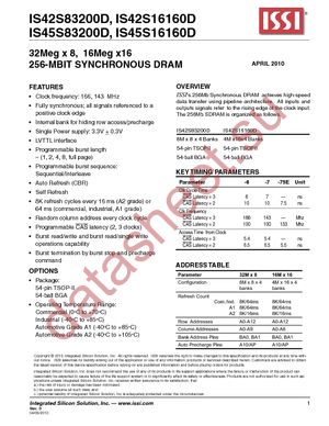 IS42S16160D-75EBL datasheet  